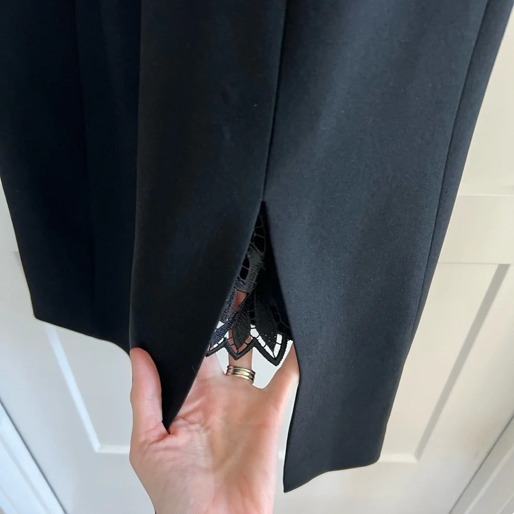 Elie Tahari Black Dress w/ lace slit - Picture 3 of 8